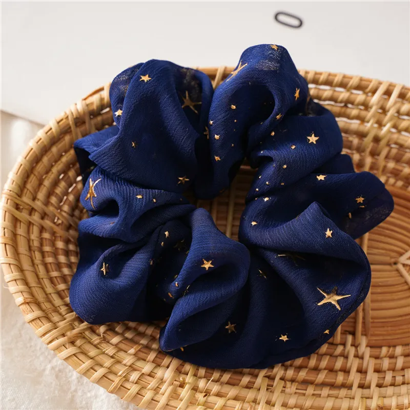 Navy stars hair tie