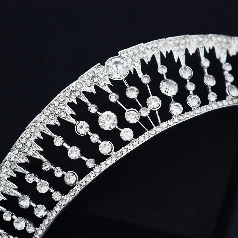 Silver curved crystal crown