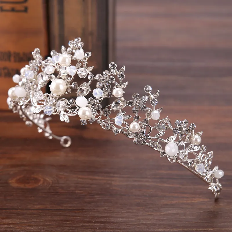 Silver crown with pearl accents