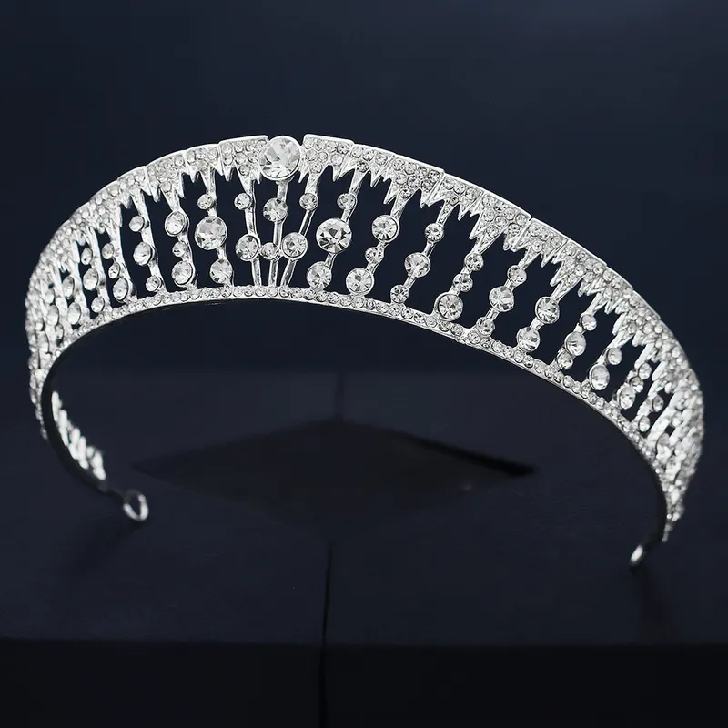 Silver curved crystal crown
