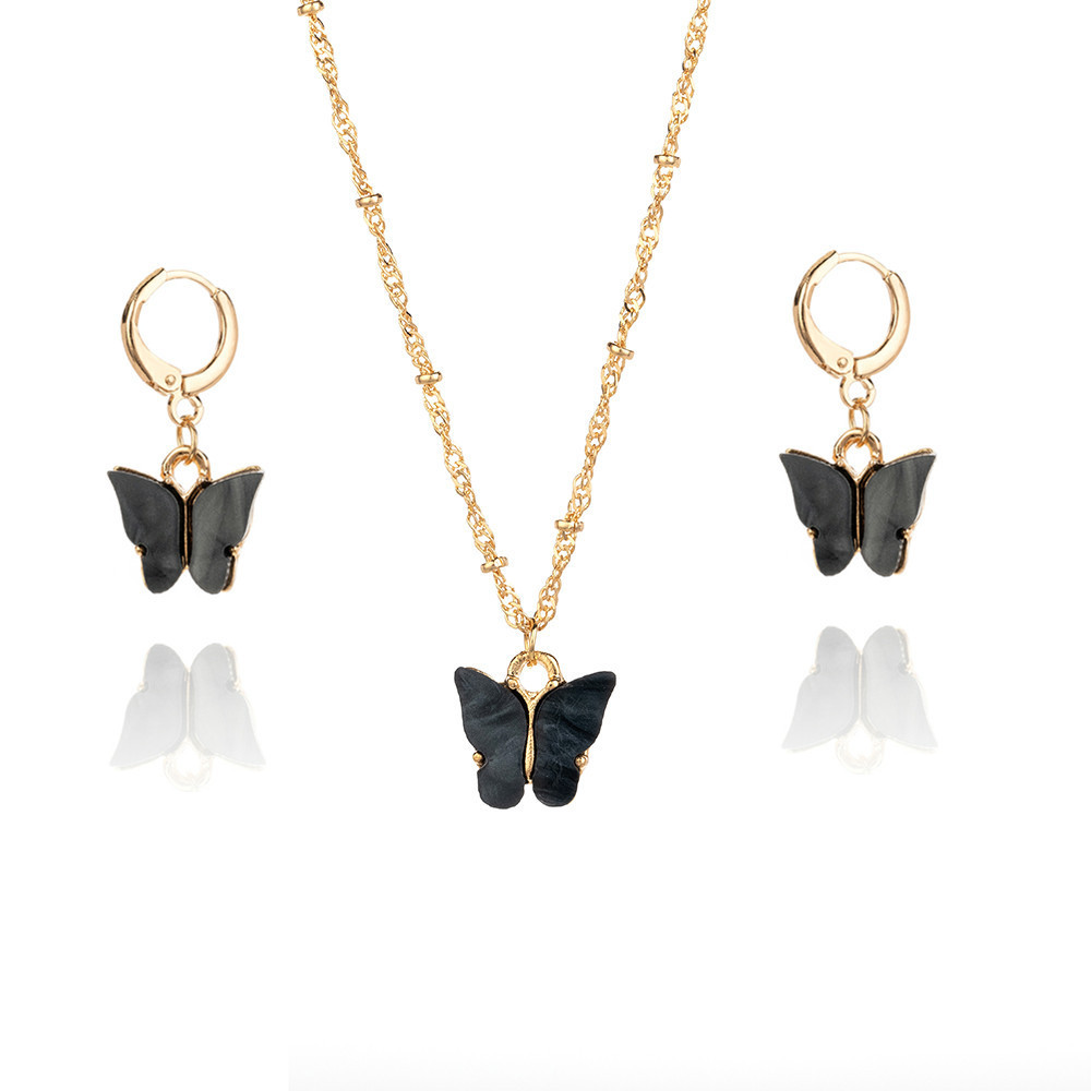 Black butterfly accessories set