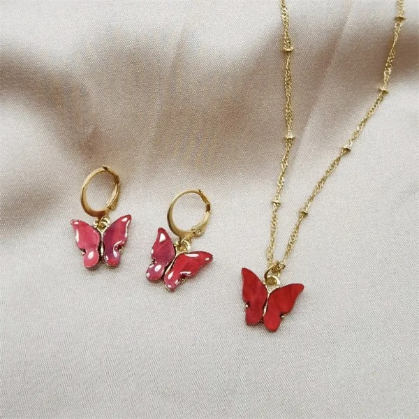 Red butterfly accessories set