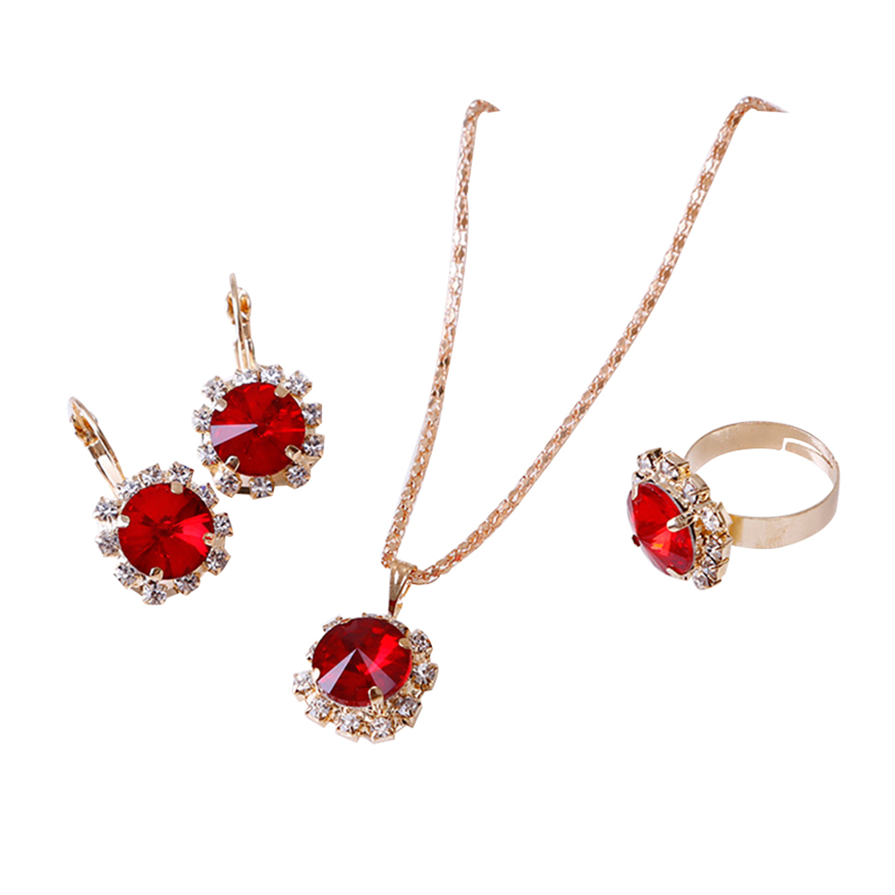 Luxurious red zircon accessories set