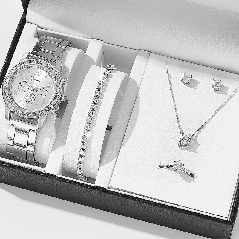 Silver watch and accessories set