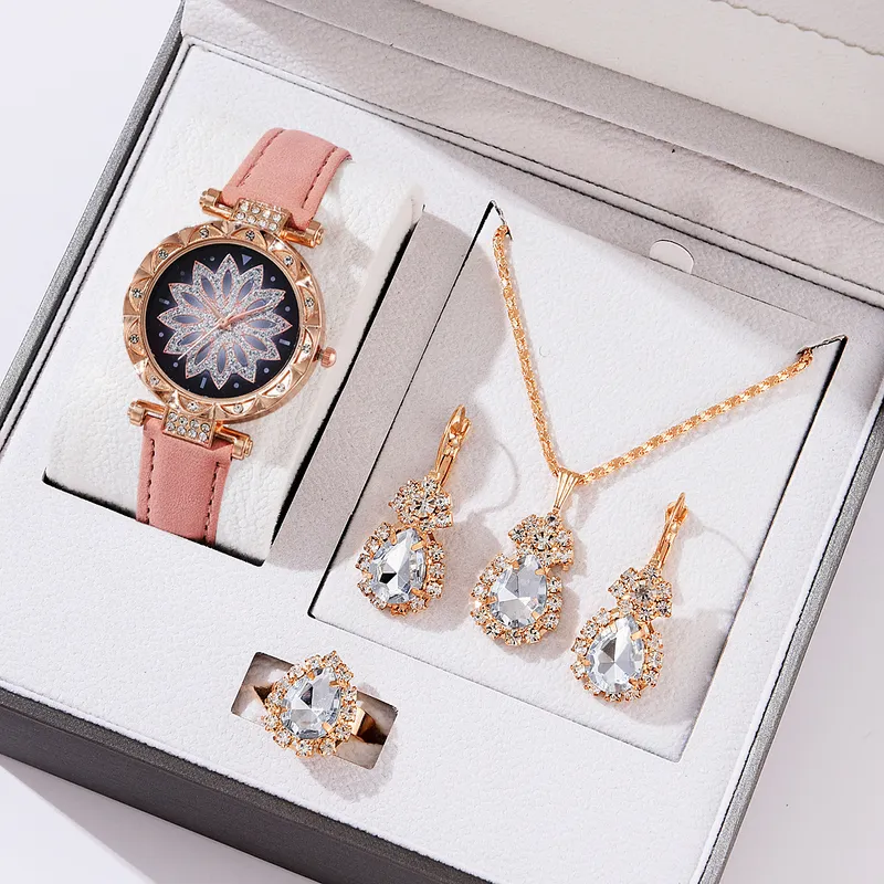 Pink watch and accessories set