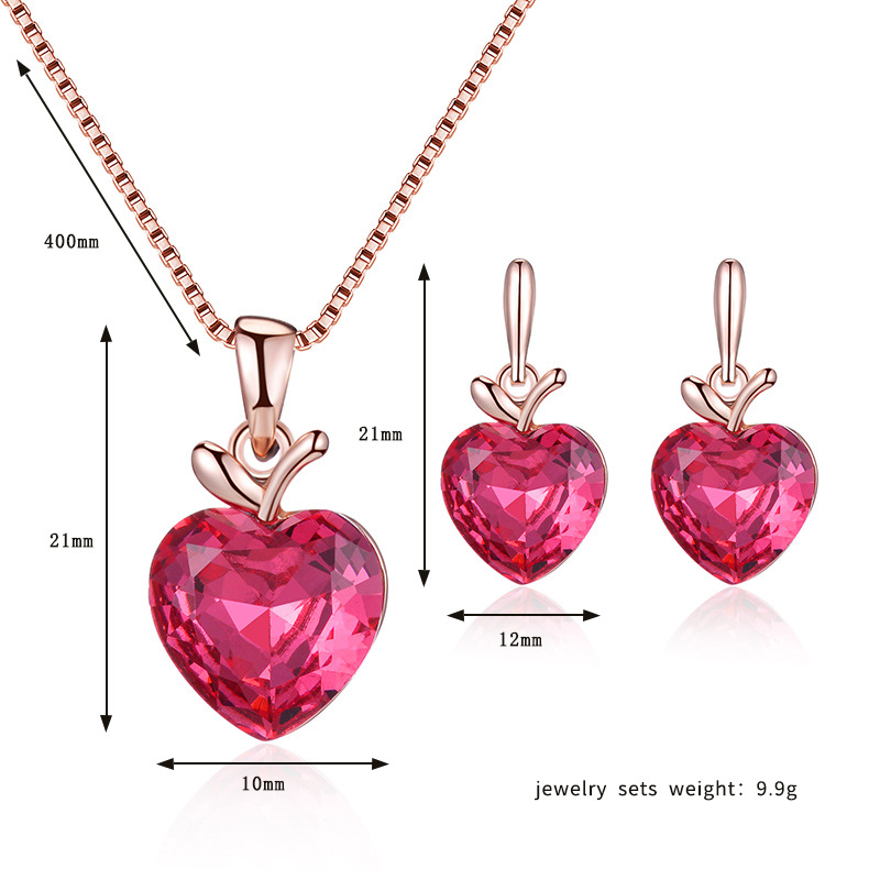 Pink heart crystal accessories set