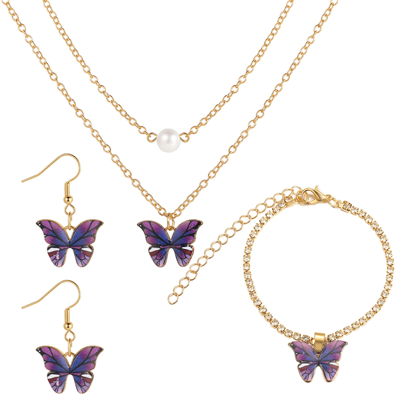 Purple butterfly accessories set