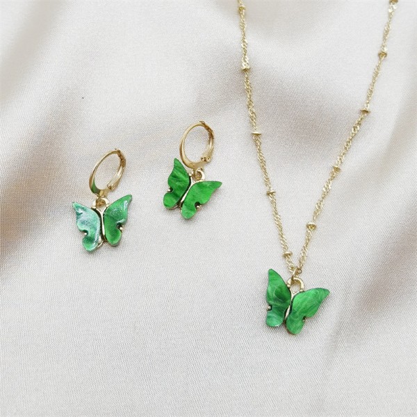Green butterfly accessories set