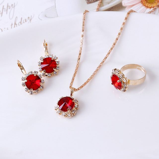 Luxurious red zircon accessories set