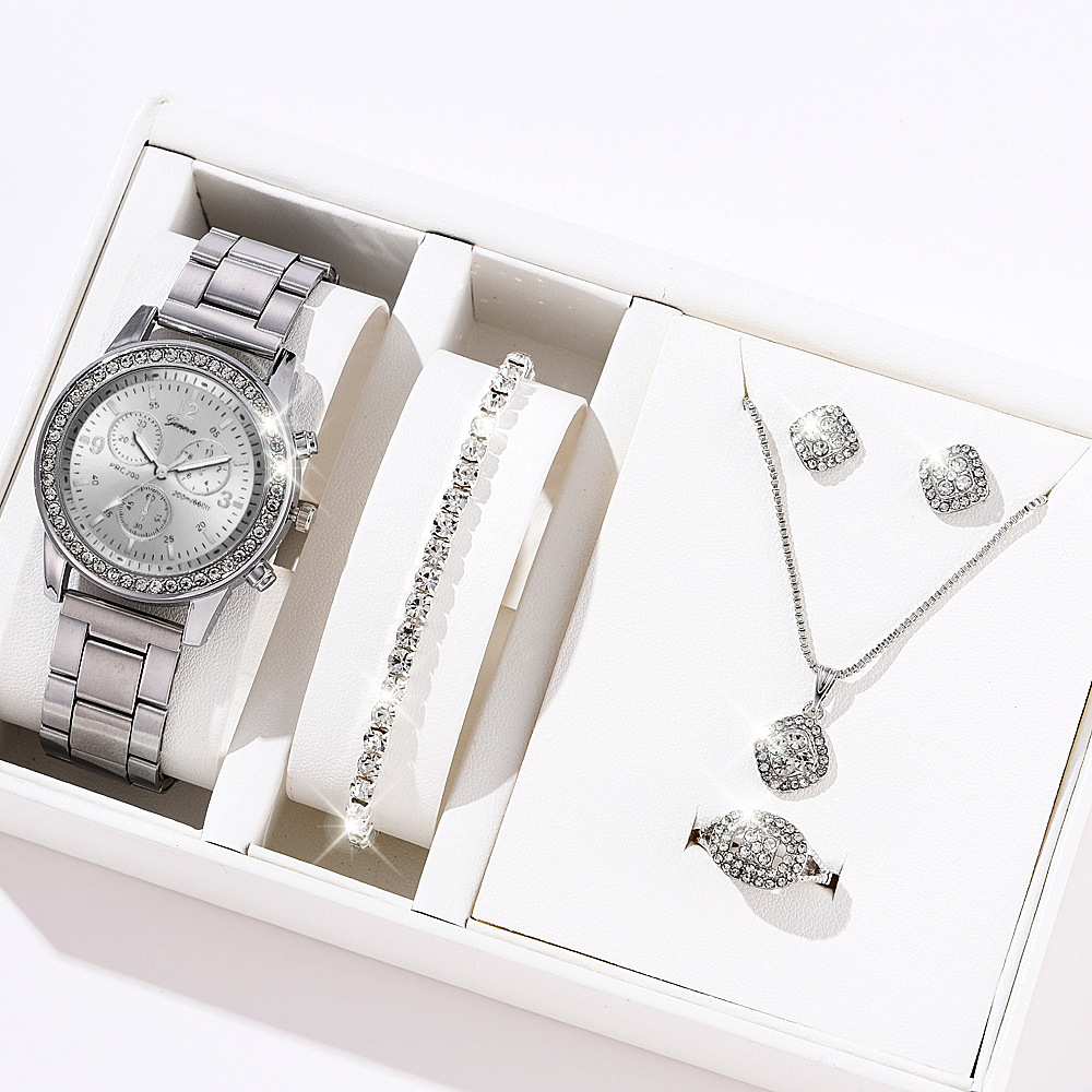 Silver watch and accessories set