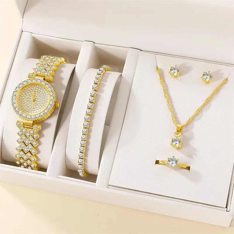 Gold watch and accessories set