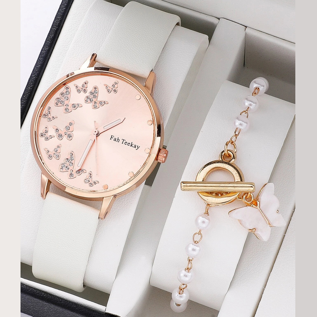 White watch and bracelet set