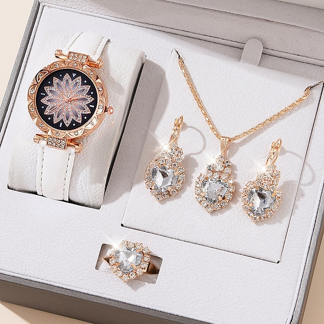 Accessory set with crystal hearts watch