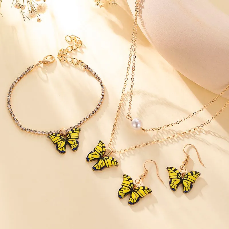 Yellow butterflies accessories set