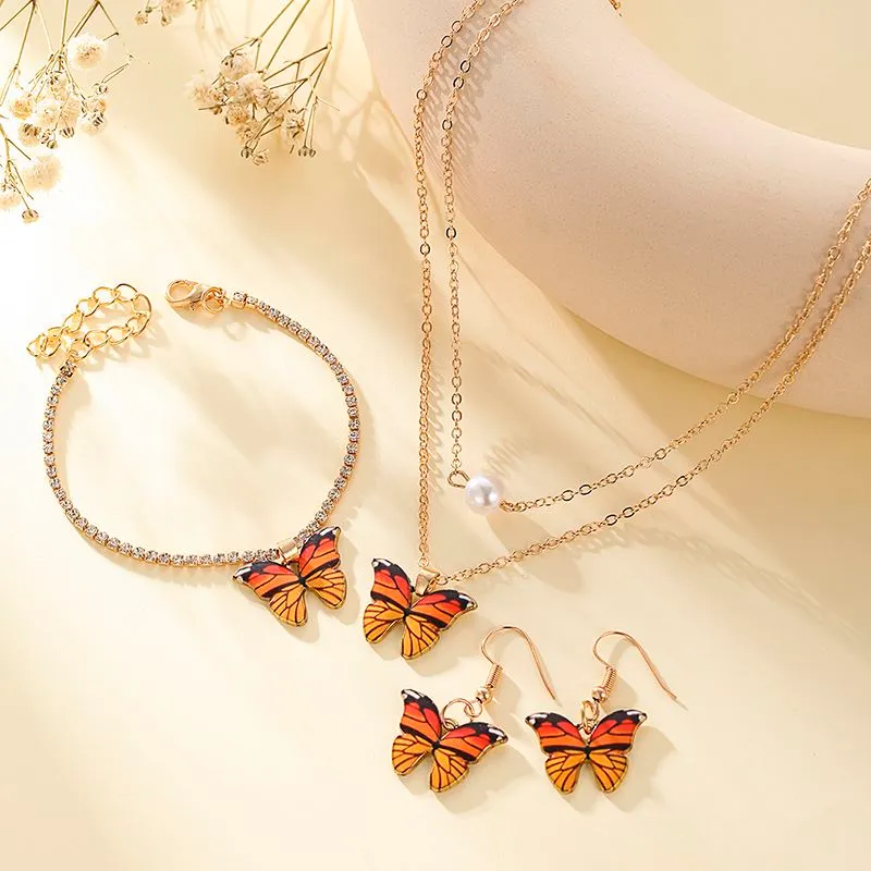 Orange butterfly accessories set
