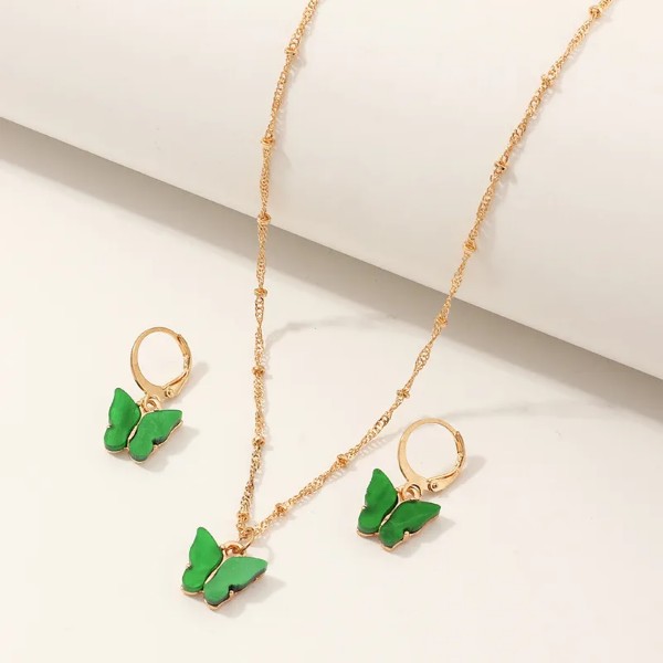 Green butterfly accessories set