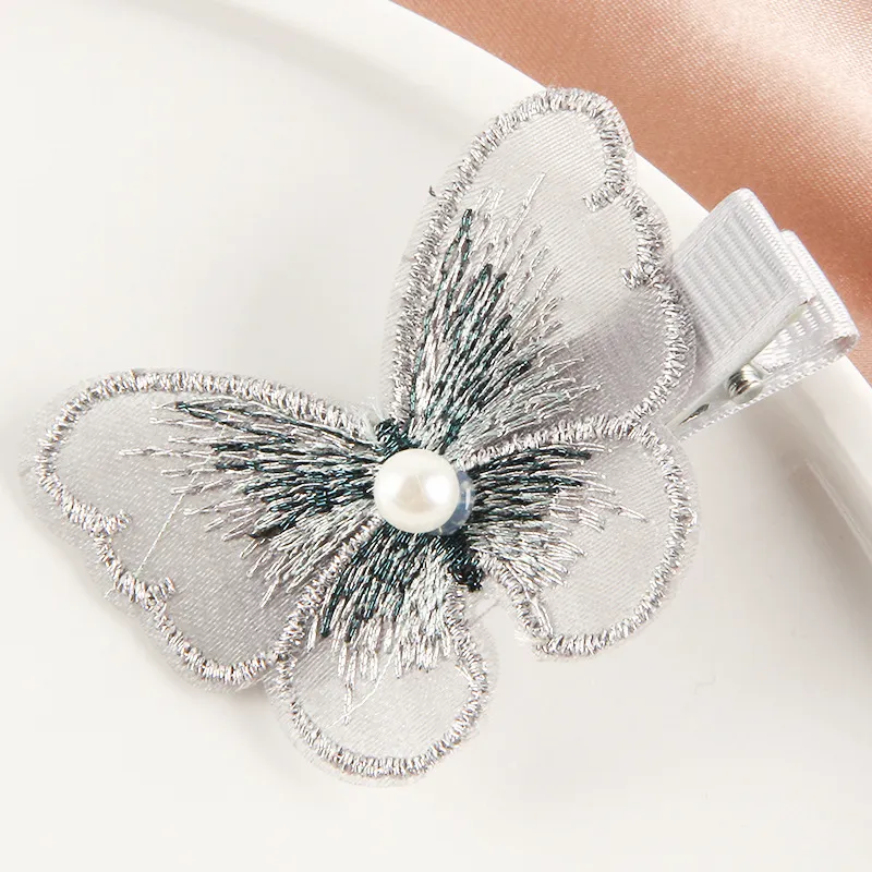 Gray butterfly hair clip