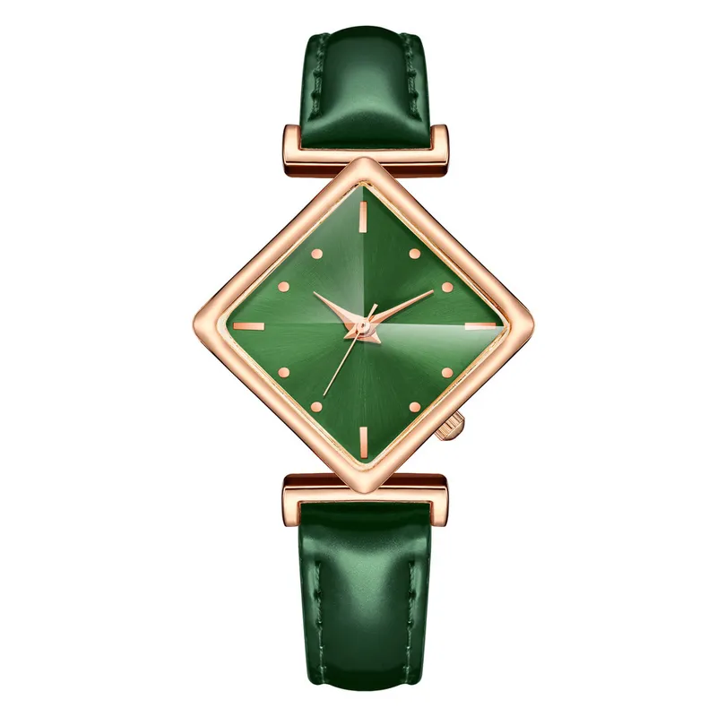 Green leather women's watch