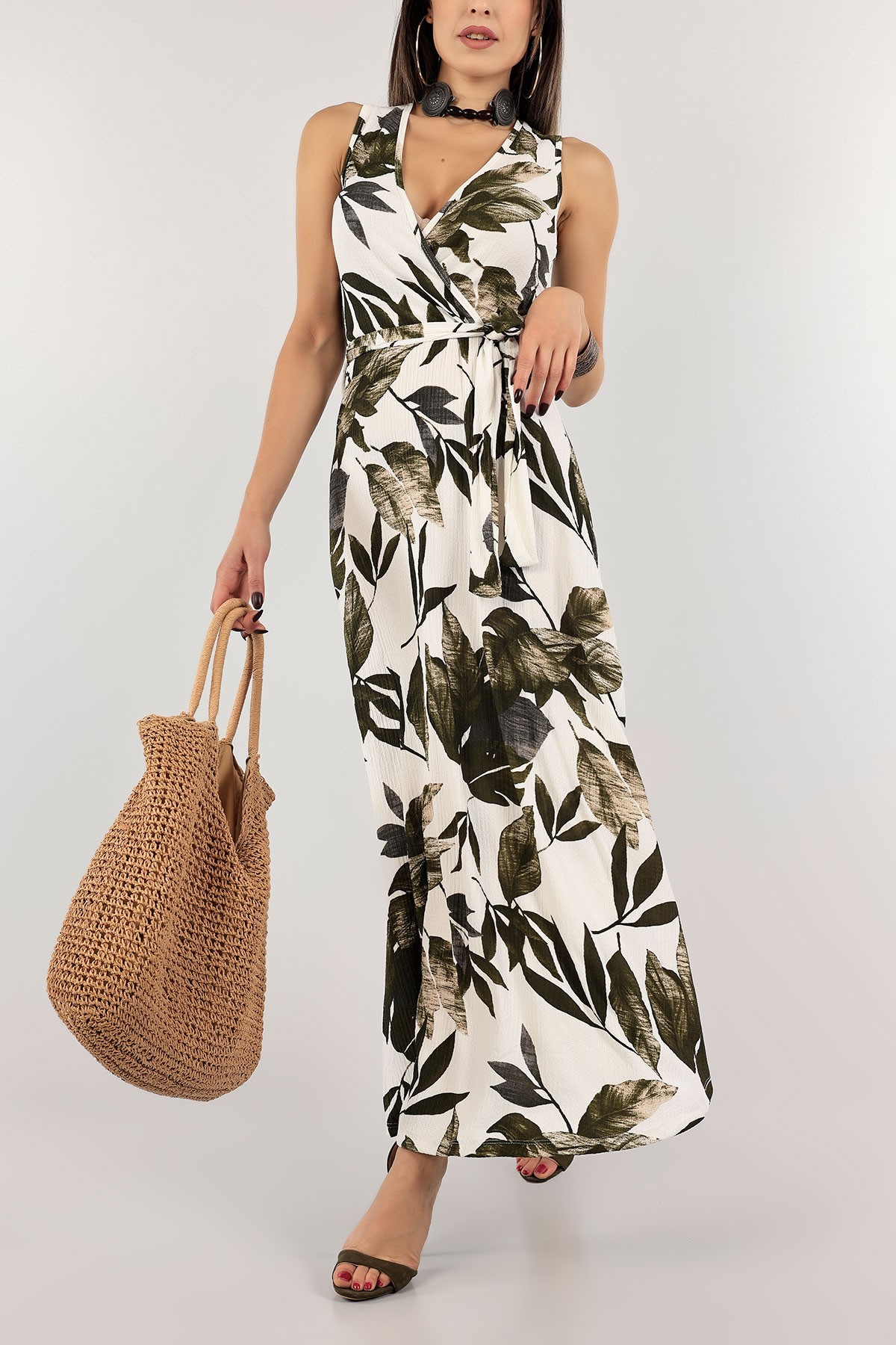 long dress with woodland prints