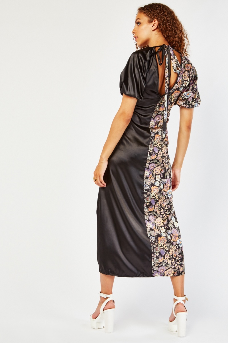 Black and floral midi dress