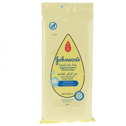 Johnsons Baby Cleansing Wipes Head To Toe Skincare -15 Wipes