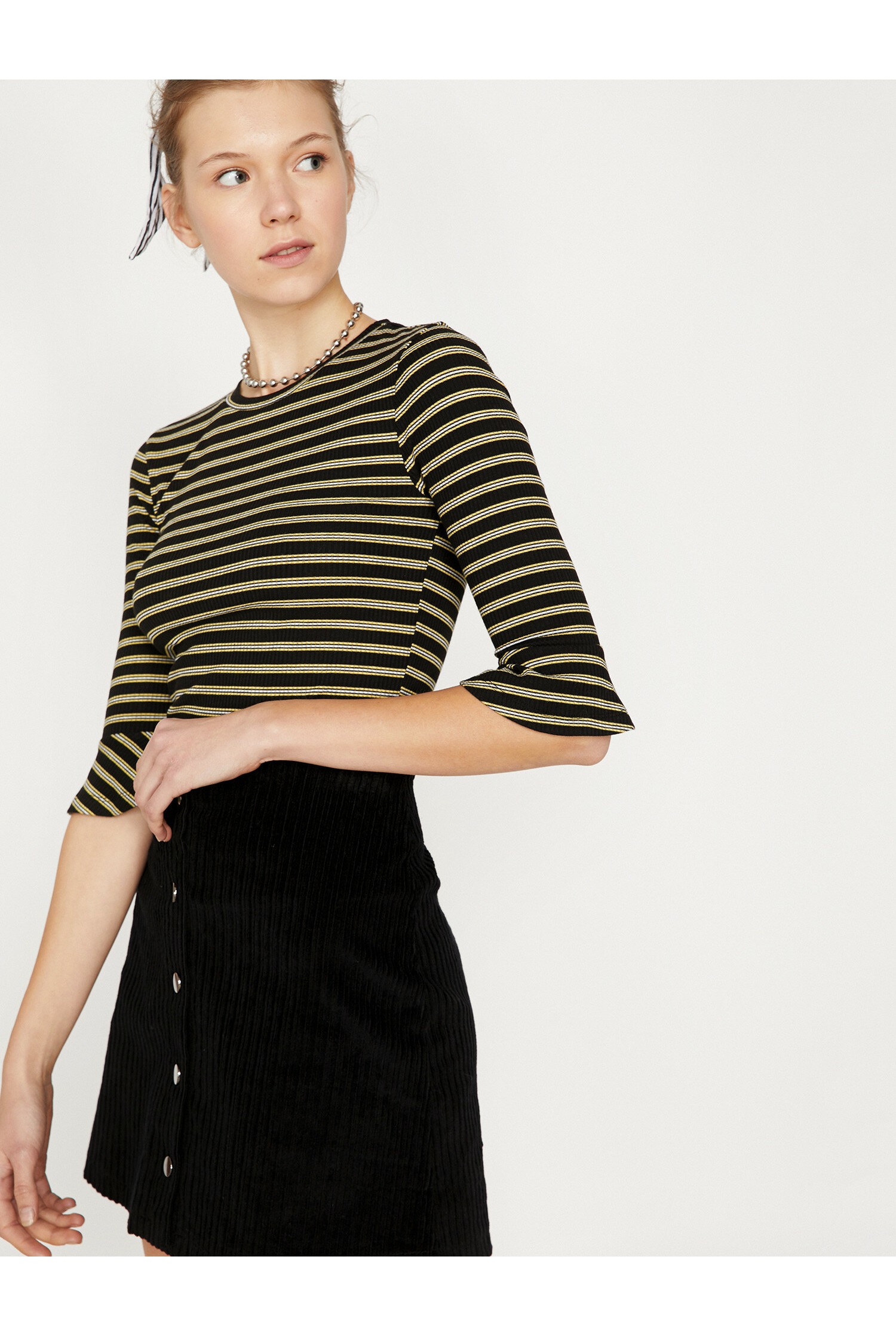 Olive striped koton blouse