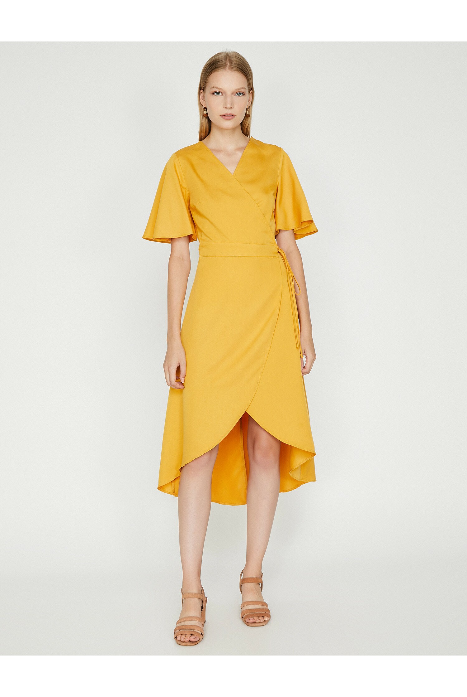 فستان أصفر رسمي من كوتون