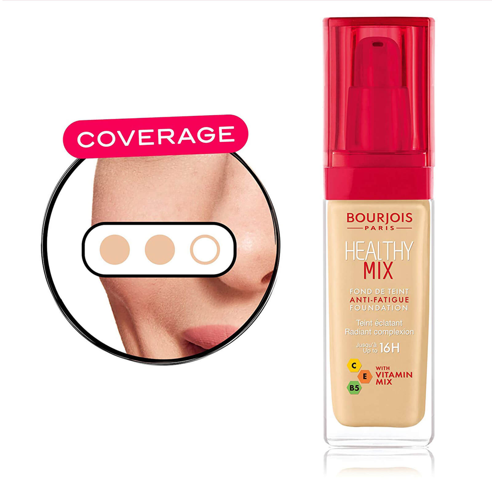 (Bourjois Healthy Mix Foundation - 50 Rose Ivory 30ml (Various Shades