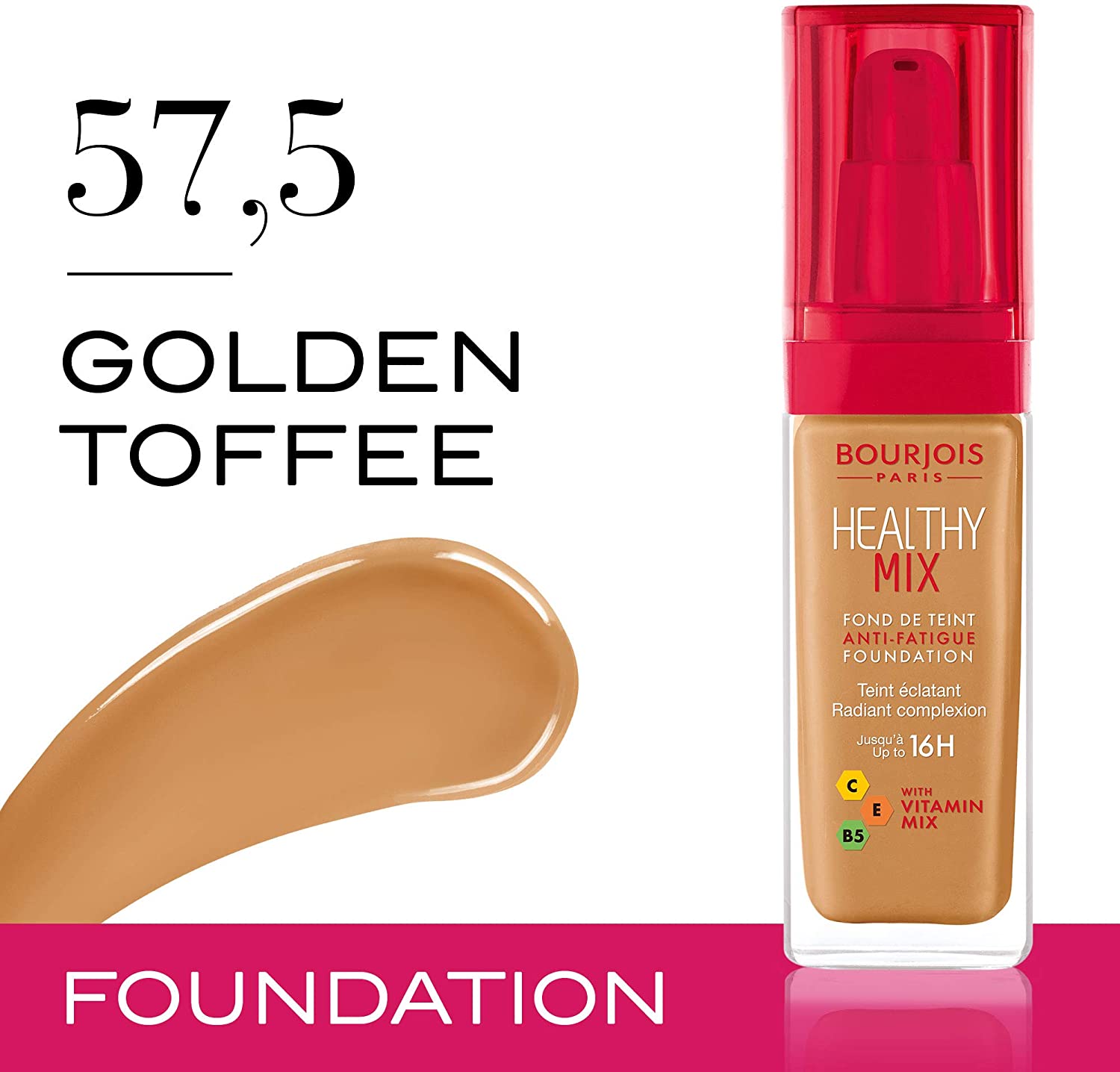 Bourjois Healthy Mix Foundation - 57,5 Golden Toffee 30ml